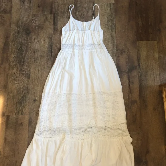 Hekka Women’s Lace Button Up Spaghetti Strap Boho Maxi Dress White L - Picture 5 of 6